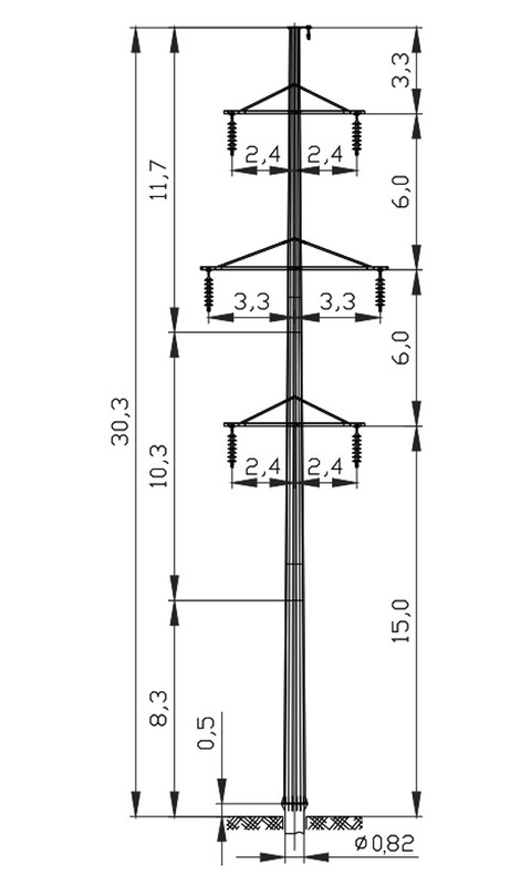 Промежуточная многогранная опора ЛЭП ПМ110-6Ф